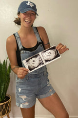 Blue Distressed Maternity Denim Short Overalls