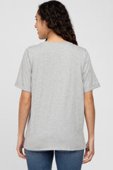 Heather Grey Oversized Pocket Front Short Sleeve Top
