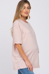 Light Pink Basic Oversized Maternity Tee