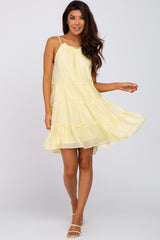 Yellow Tiered Ruffle Accent Mini Dress