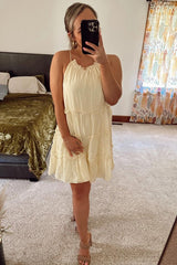 Yellow Tiered Ruffle Accent Mini Dress