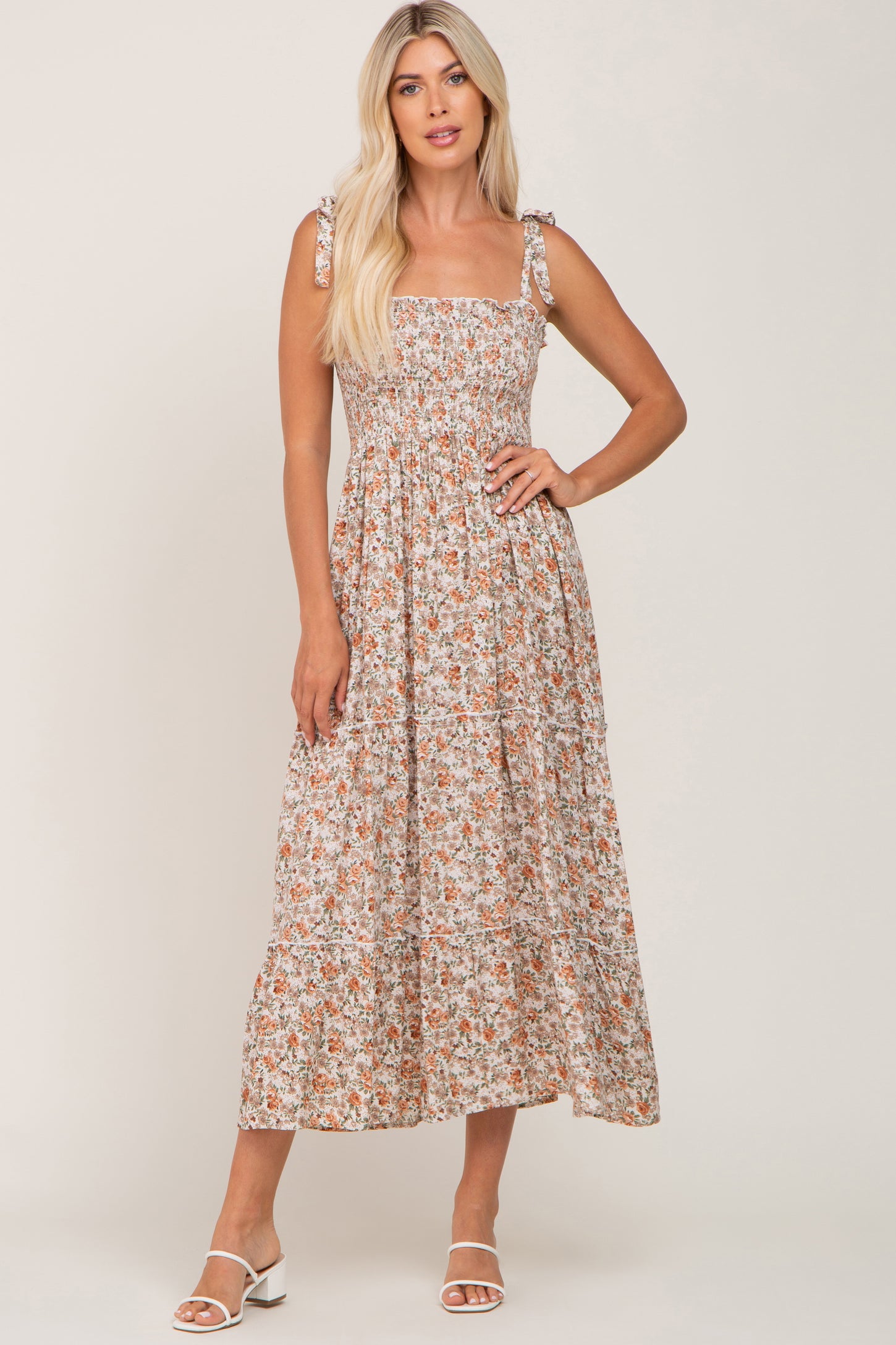 beige floral maxi dress The Lilian Beige Floral Maxi Dress - All Dresses