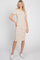 Beige Ribbed Fitted Dress