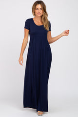 Navy Blue Basic Maternity Maxi Dress