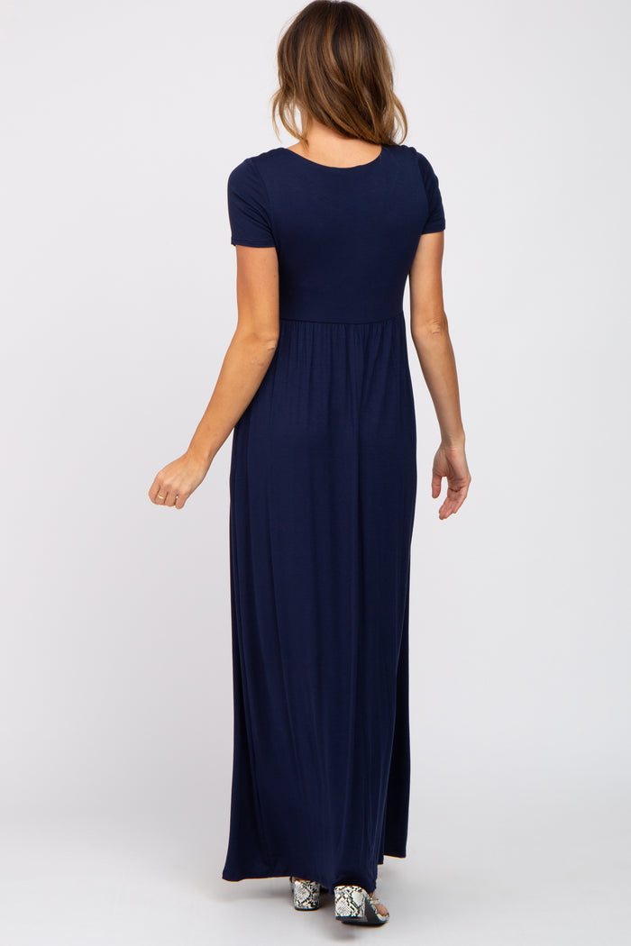 Navy Blue Basic Maxi Dress