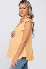 Yellow Shoulder Bow Maternity Tank Top