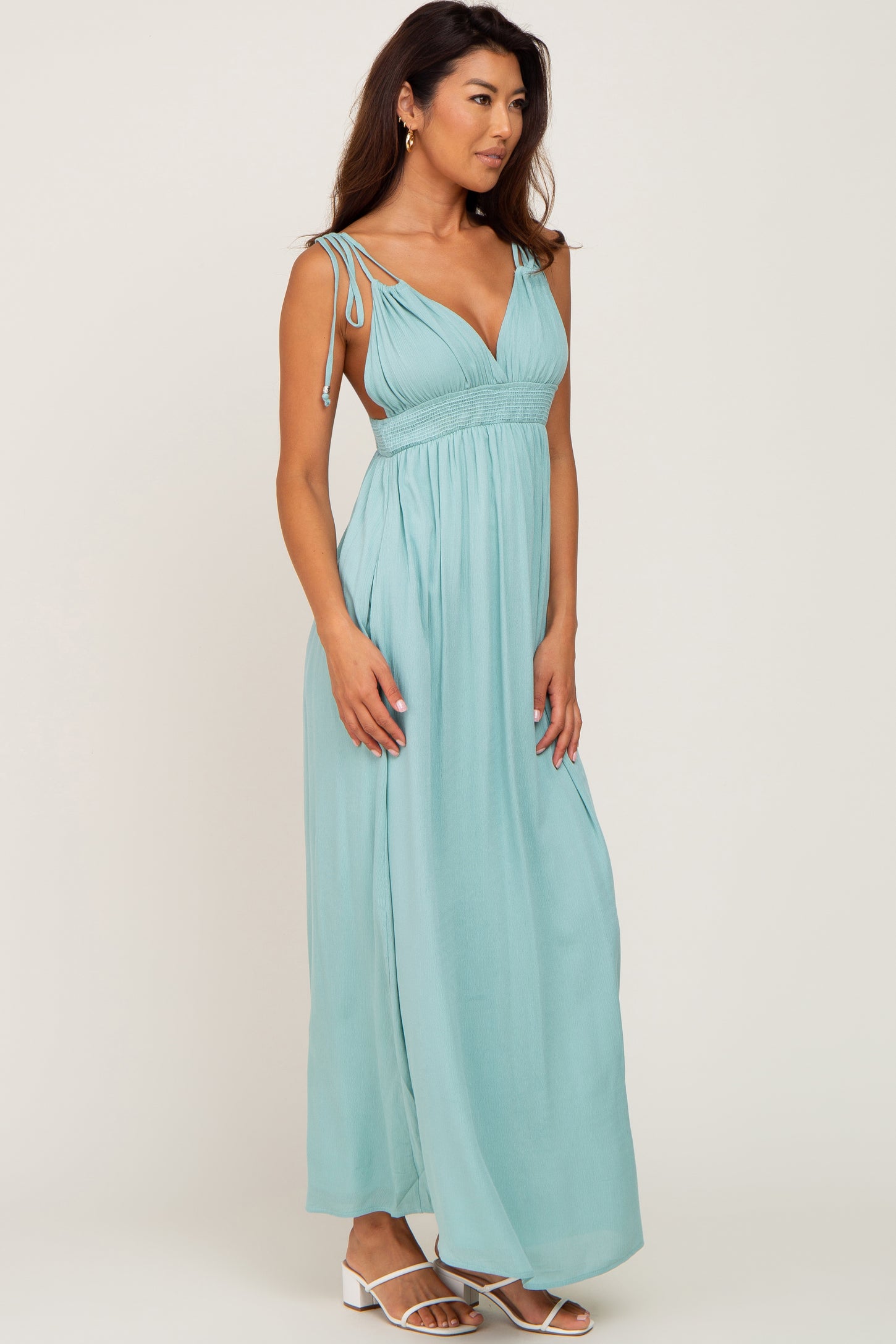 Mint Green Shoulder Tie Open Back Maxi Dress – PinkBlush Mint Green Shoulder Tie Open Back Maxi Dress – PinkBlush