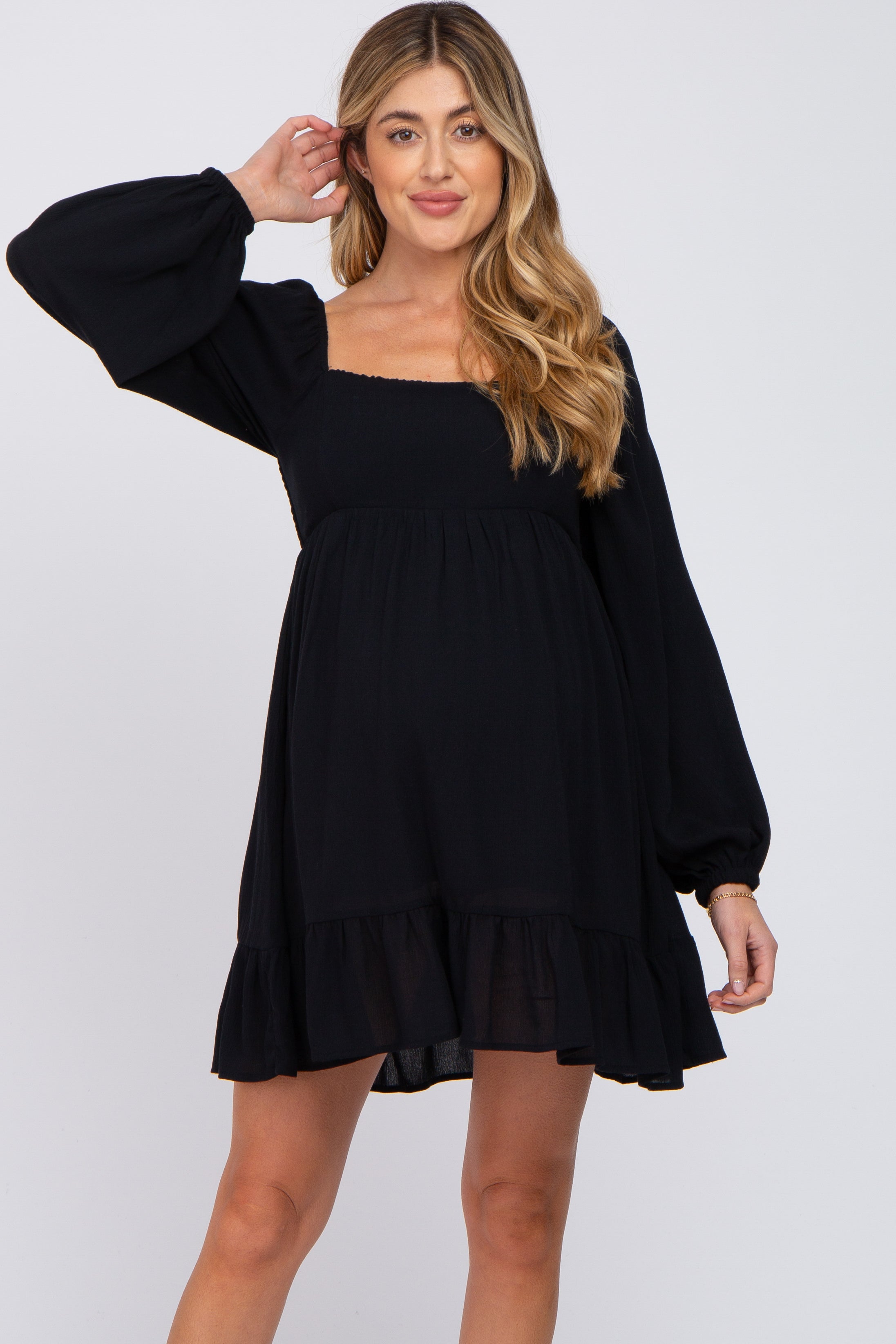 Black A Line Mini Dress Long Sleeve Black Long Sleeve Square Neck Maternity Dress PinkBlush Black A Line Mini Dress Long Sleeve Black Long Sleeve Square Neck Maternity Dress PinkBlush