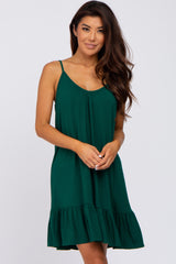 Green Ruffle Hem Maternity Swing Dress