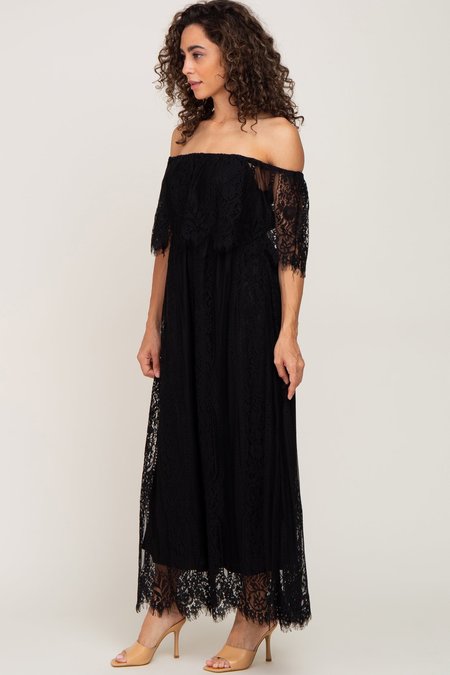 Black Lace Off Shoulder Maxi Dress Black Lace Off Shoulder Maxi Dress