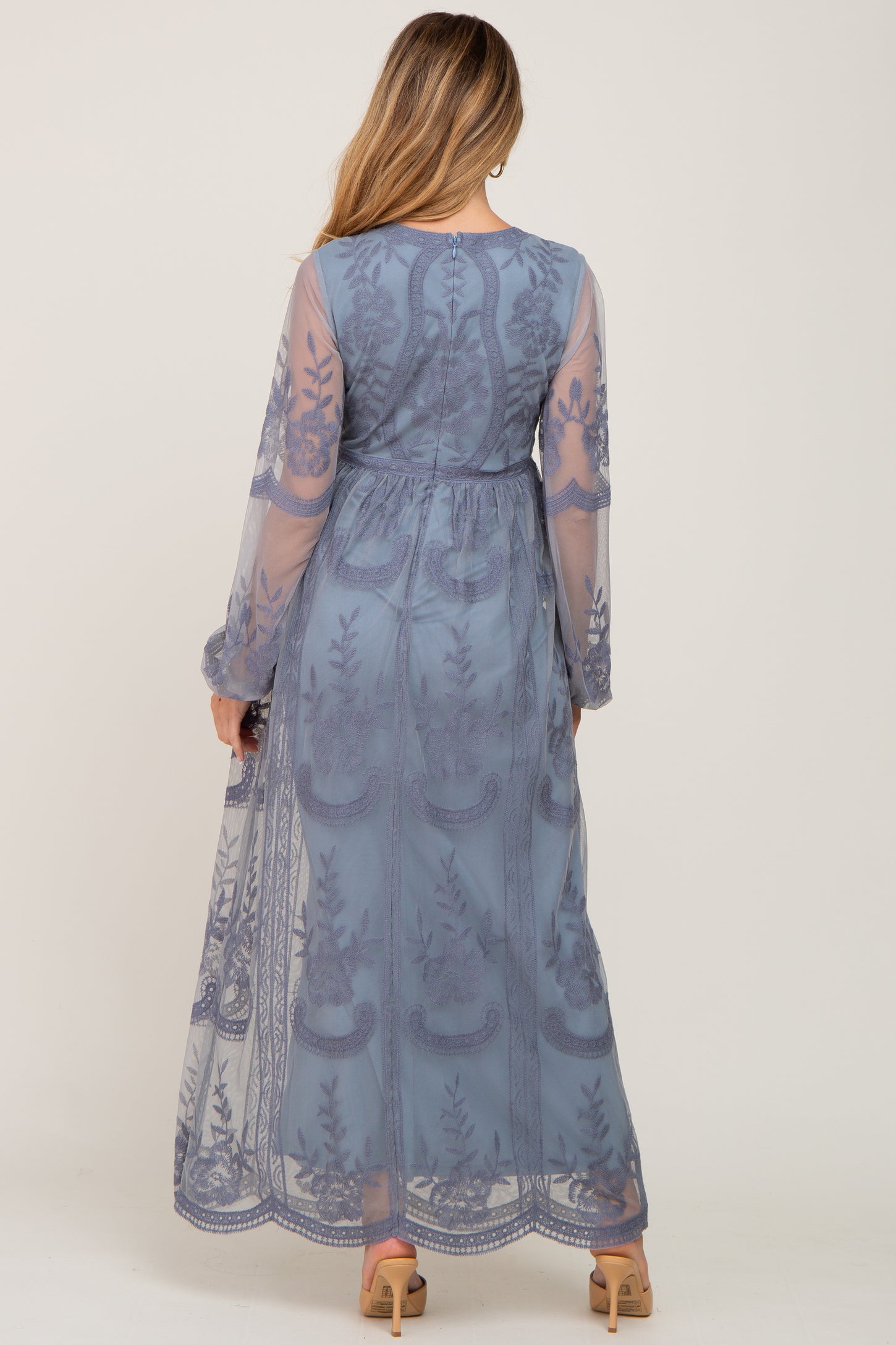 grey lace overlay dress OrcaJump - Fill Your Heart Gray Lace Maxi Dress