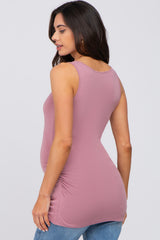 Mauve Ruched Maternity Tank Top