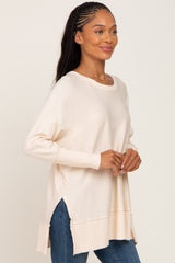 Ivory Dolman Sleeve Side Slit Sweater