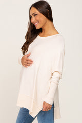 Ivory Dolman Sleeve Side Slit Maternity Sweater