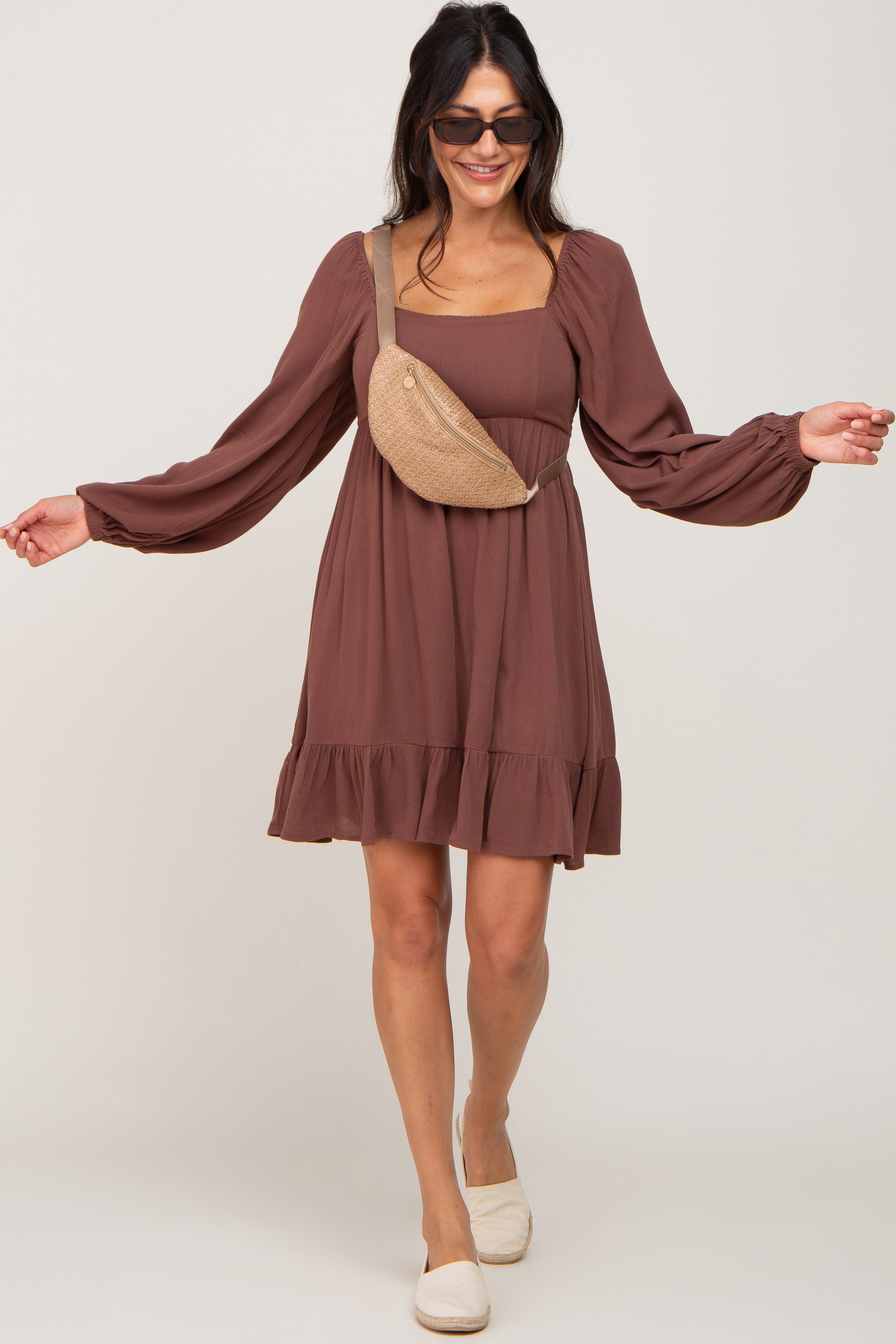brown puff sleeve dress Square Neck Long – PinkBlush Enlisted Navy Dress Blues creating a flattering and Blush Extent:8.5