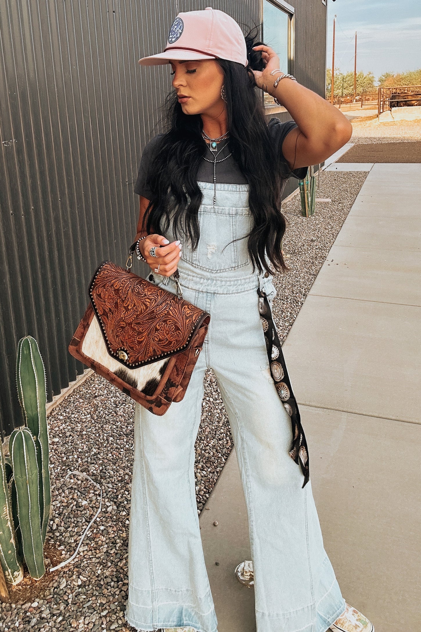 Blue Light Wash Denim Distressed Wide Leg Overalls