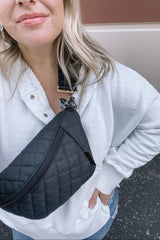 White Button Front Ribbed Trim Hooded Sweatshirt