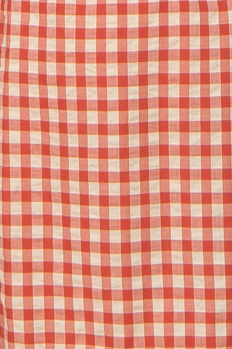 Rust Gingham Smocked Maternity Midi Dress