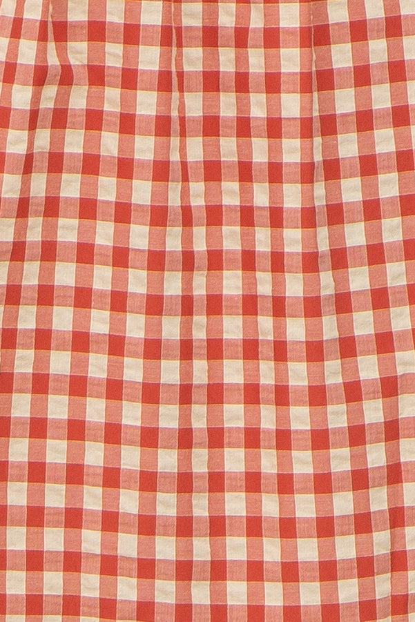 Rust Gingham Smocked Midi Dress