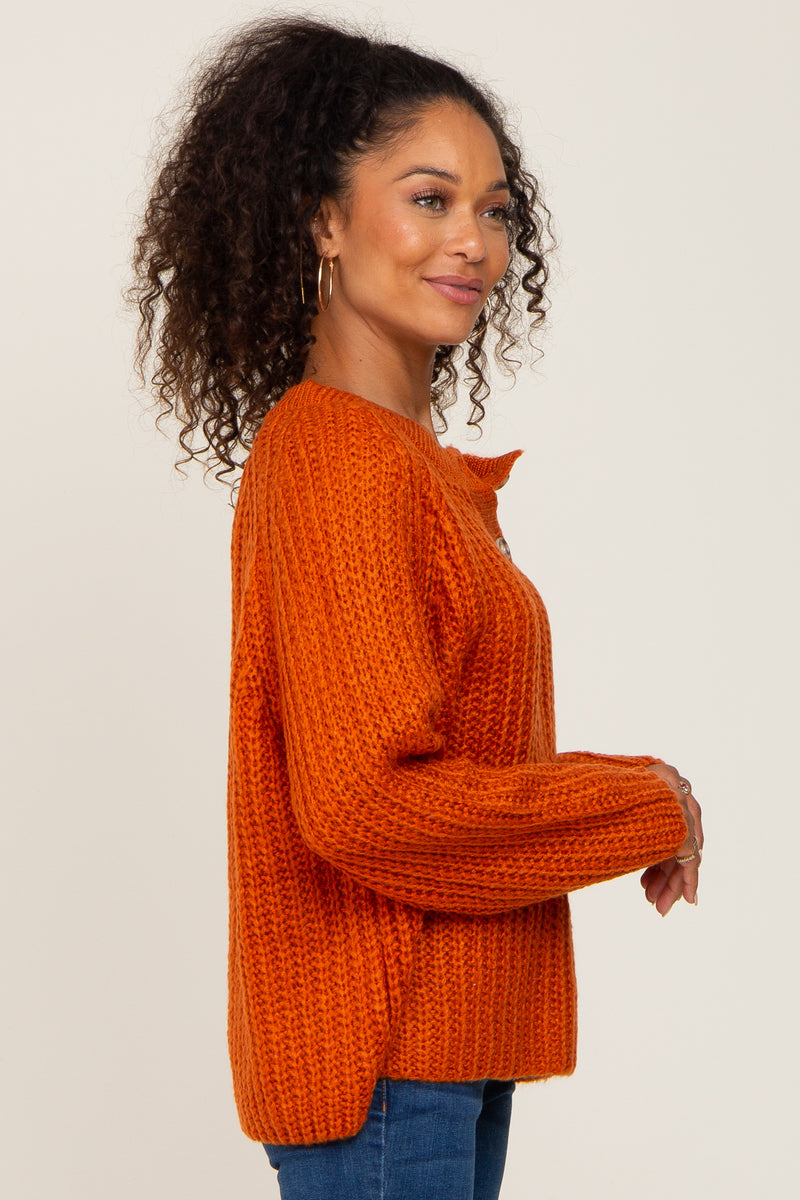 Rust Open Knit Button Front Sweater – PinkBlush