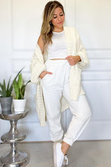 Cream Cable Knit Front Pocket Cardigan
