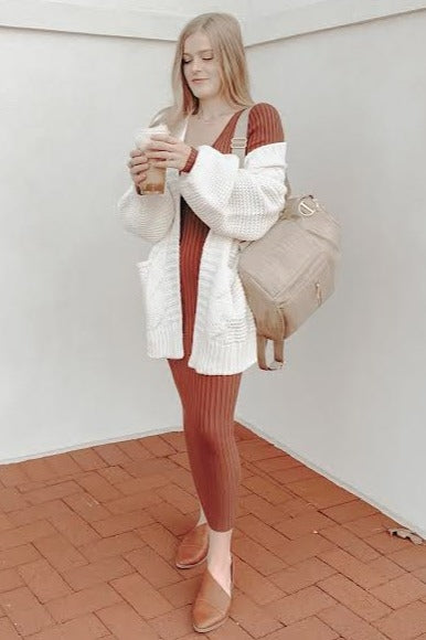 Cream Cable Knit Front Pocket Cardigan