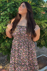 Black Multi-Color Floral Sleeveless Tiered Maxi Dress