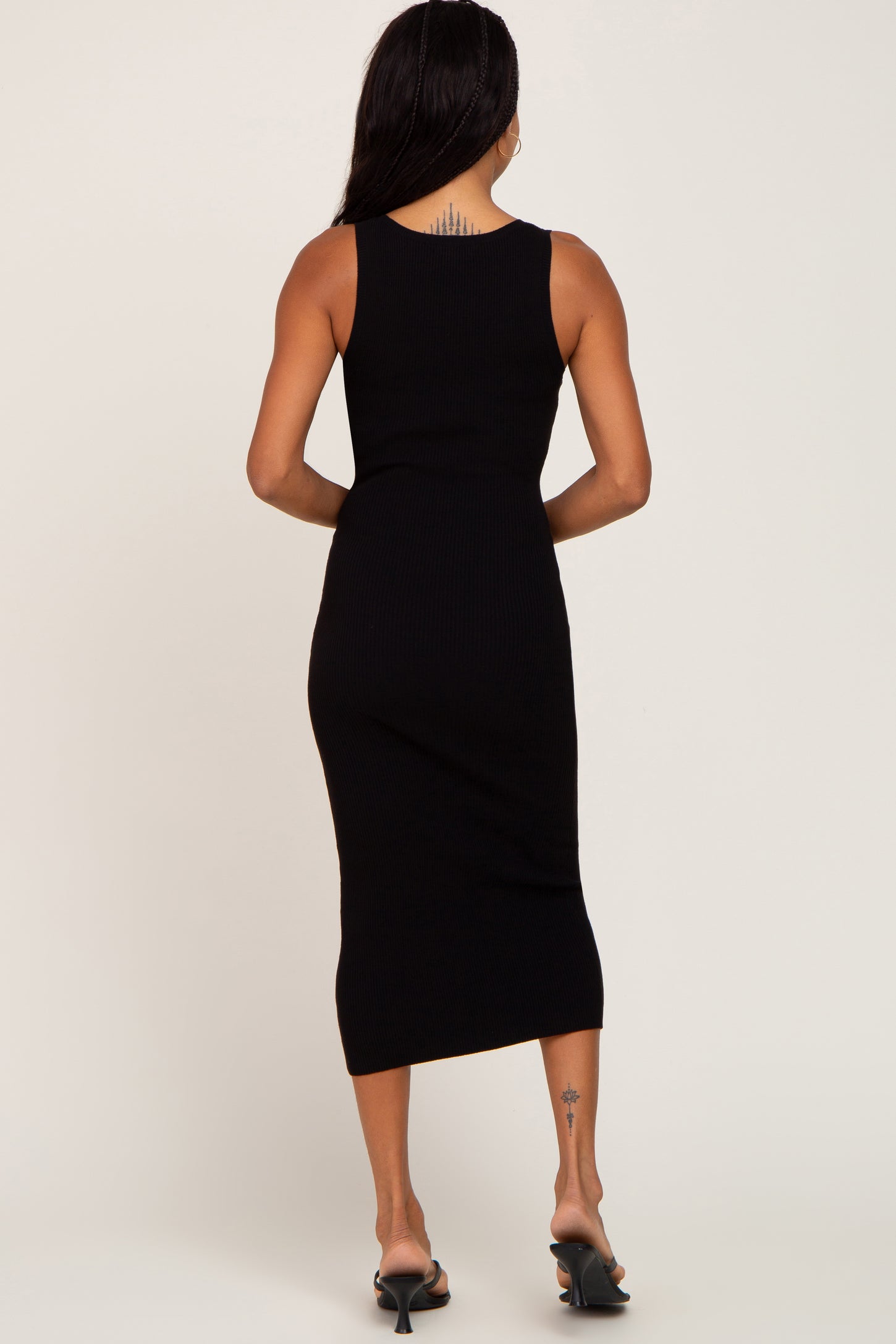Black Fitted Knit Midi Dress PinkBlush Black Fitted Knit Midi Dress PinkBlush