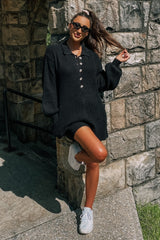 Black Button Down Sweater Romper