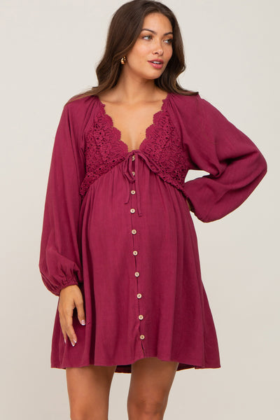 beige crochet lace button front maternity dress PinkBlush Burgundy Small Color:Antique Rose delicate lace overlay SmokyBlue (SteelBlue) Long Light Blue Maternity