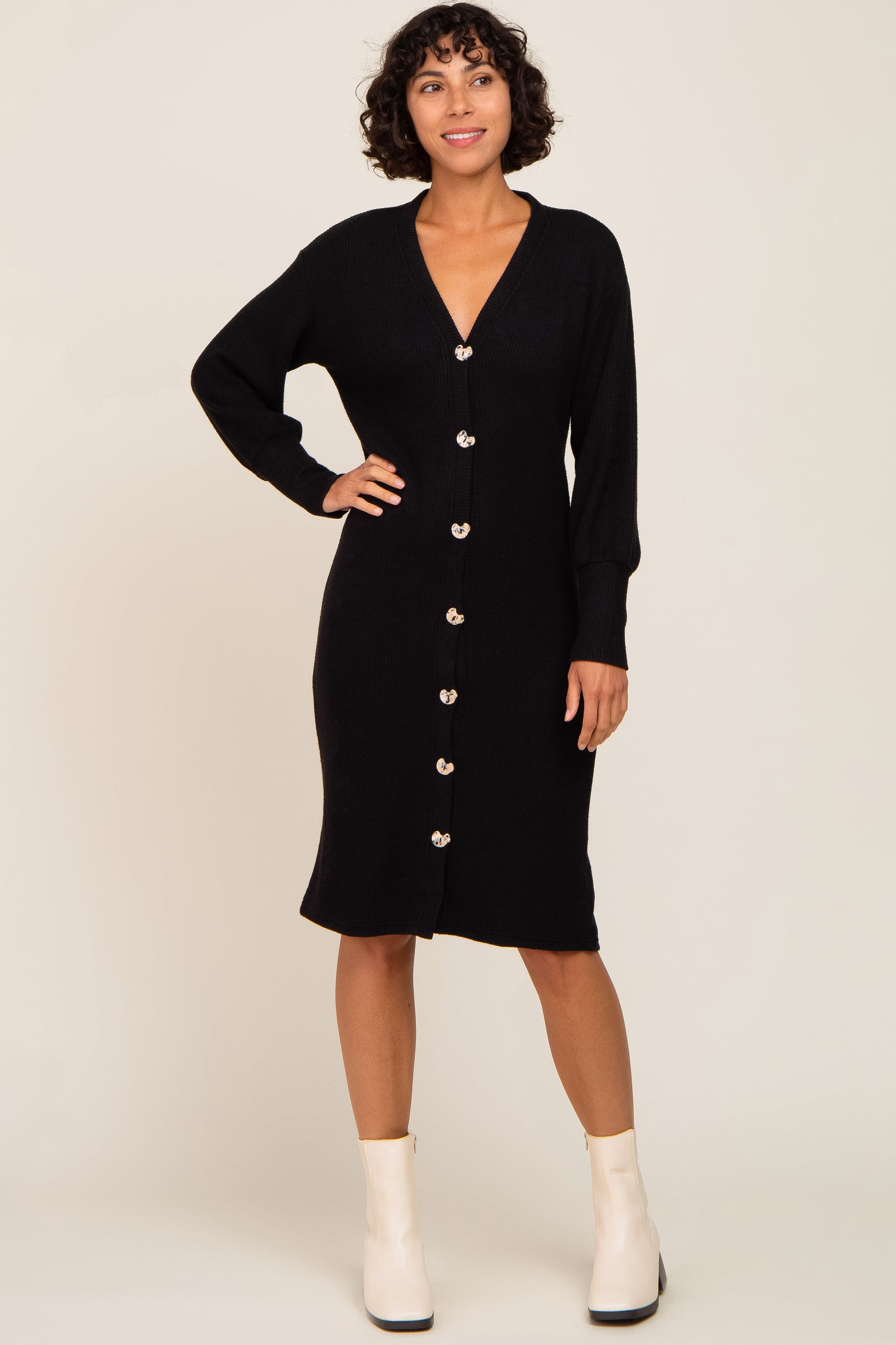 Black Long Button Down Maternity Cardigan/Dress PinkBlush Black Long Button Down Maternity Cardigan/Dress PinkBlush