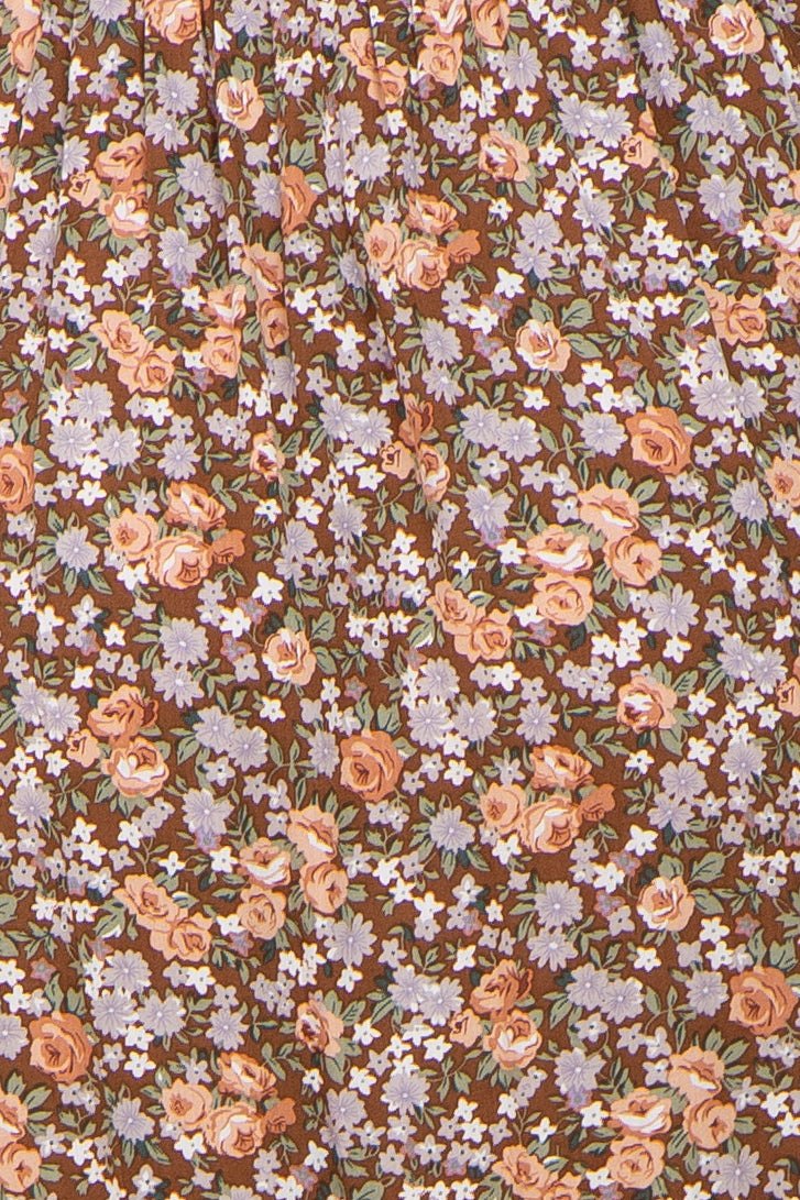 Camel Floral Sleeveless Tiered Maternity Maxi Dress