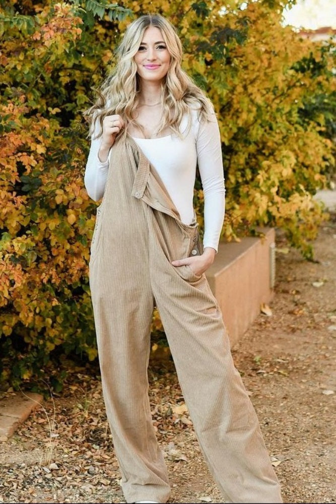 Taupe Corduroy Overalls