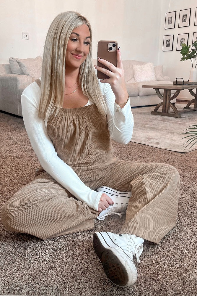 Taupe Corduroy Overalls