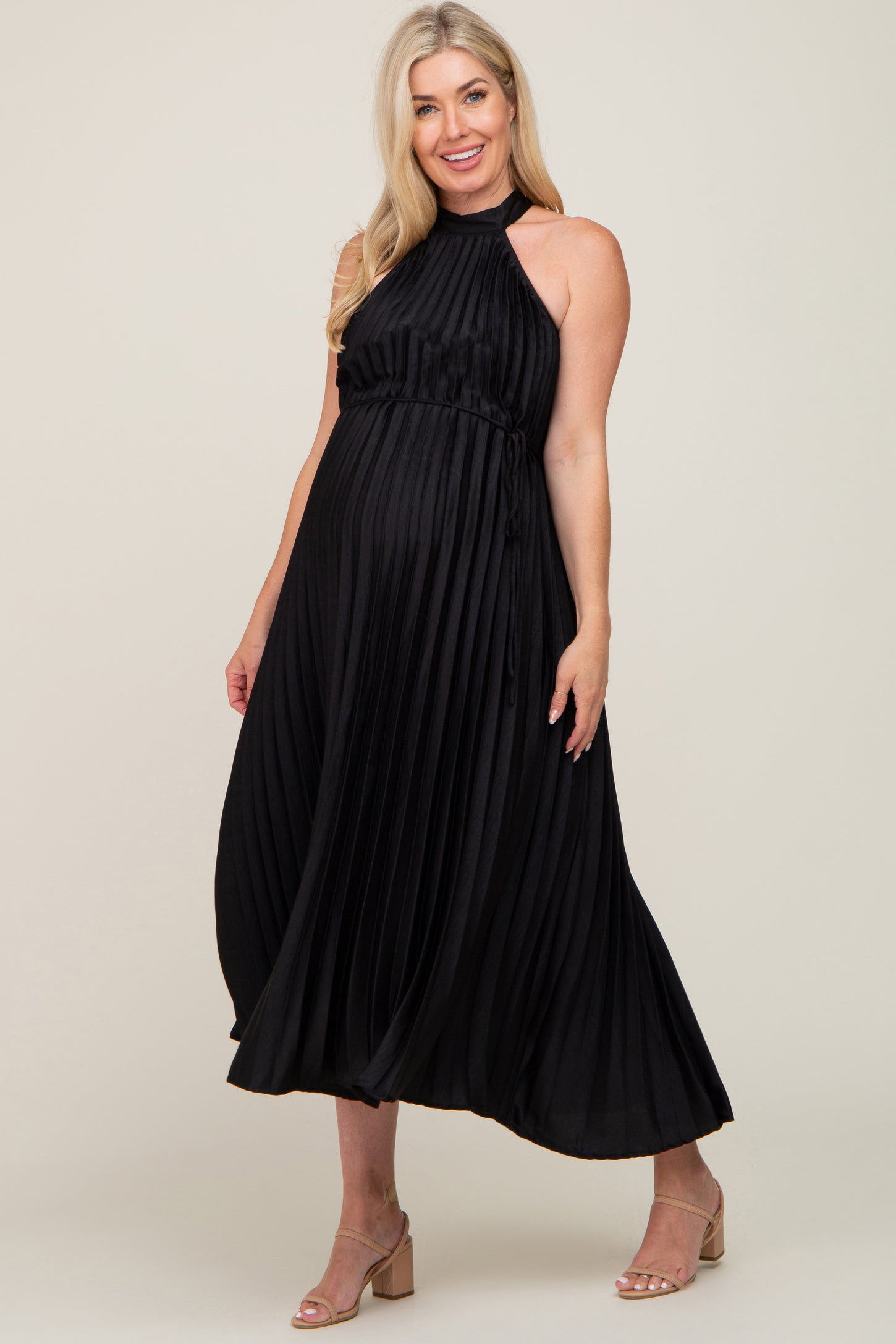 Pinkblush Black Pleated Maternity Halter Dress Small Pinkblush Black Pleated Maternity Halter Dress Small