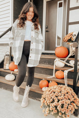 Grey Plaid Brushed Long Shacket