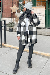 Black Plaid Brushed Long Shacket