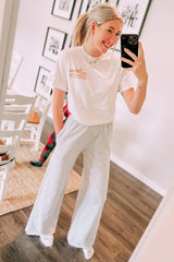 Heather Grey Wide Leg Fray Hem Sweatpants