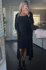 Black Ribbed Cardigan 2 Piece Maternity Set