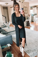 Black Ribbed Cardigan 2 Piece Set
