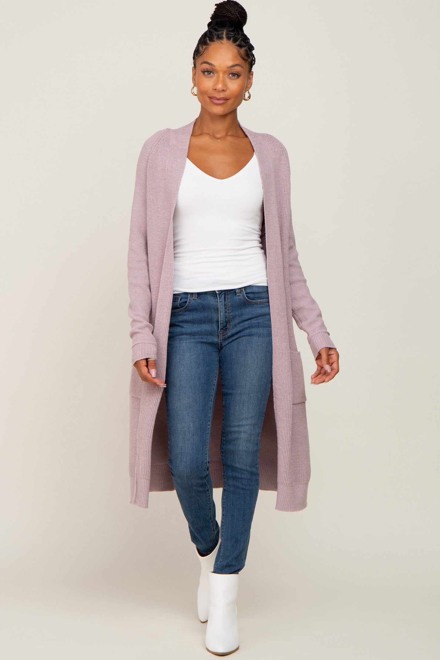 美品■マッキントッシュロンドン■リブニットアンサンブル■ピンク■38サイズ Mauve Open Front Long Cardigan – PinkBlush