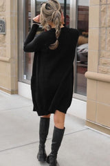 Black Open Front Long Cardigan