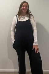 Black Sleeveless Pocketed Wide Leg Jumpsuit