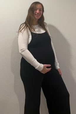 Black Sleeveless Pocketed Wide Leg Maternity Jumpsuit