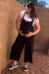Black Sleeveless Pocketed Wide Leg Maternity Jumpsuit