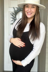 Black Sleeveless Pocketed Wide Leg Maternity Jumpsuit