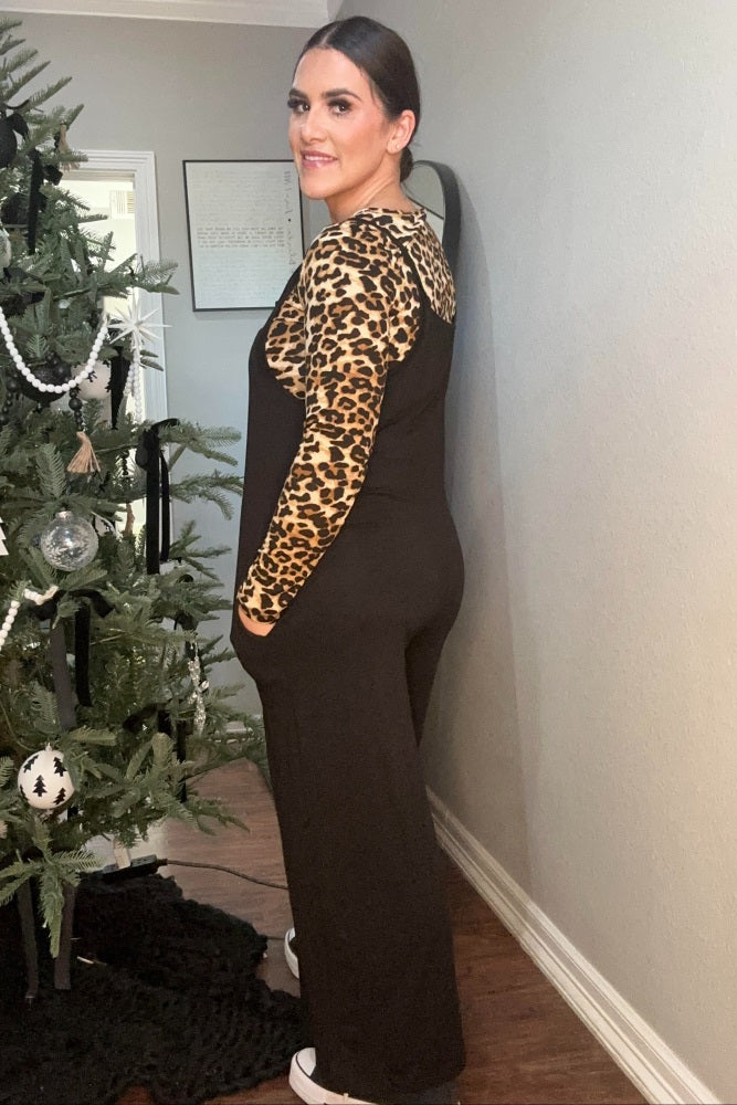 Black Sleeveless Pocketed Wide Leg Jumpsuit