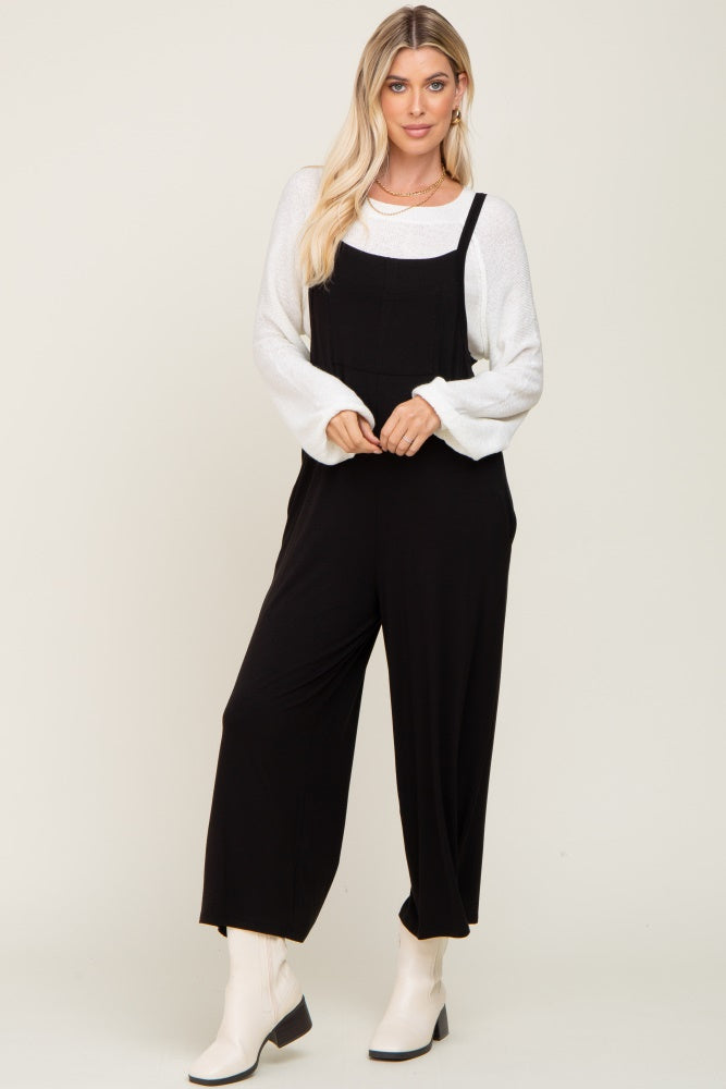 Black Sleeveless Pocketed Wide Leg Jumpsuit