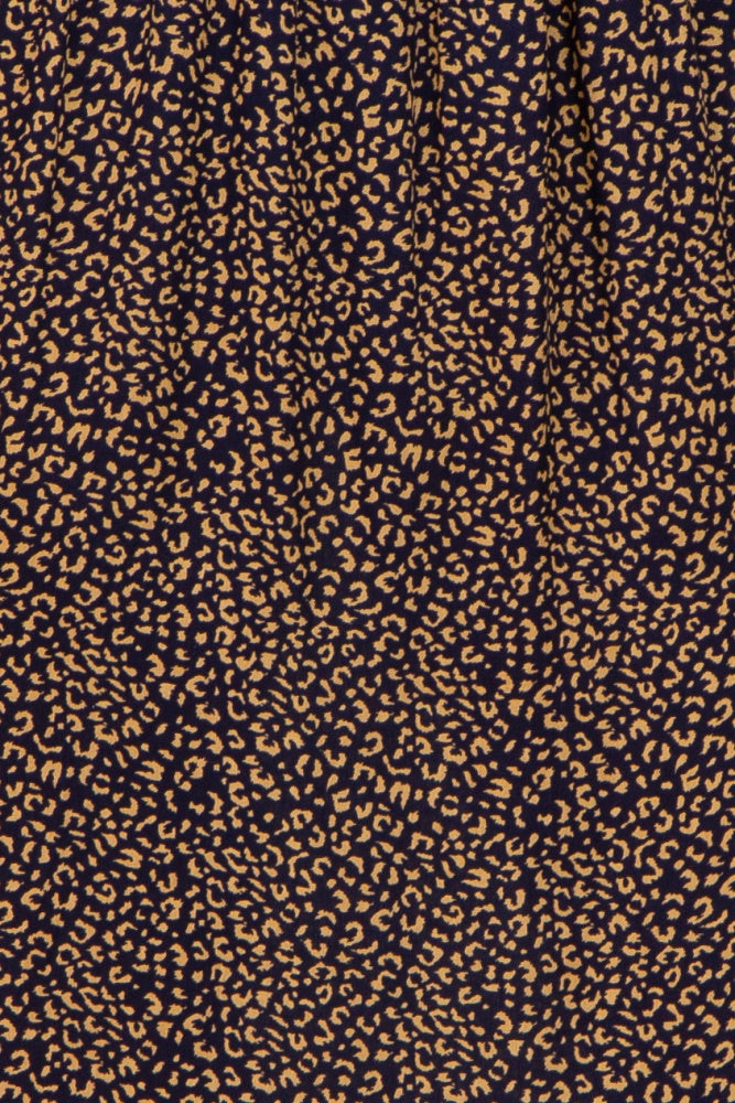 Black Leopard Print Square Neck Smocked Midi Dress