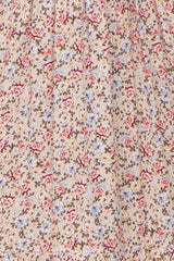 Pink Floral Smocked Long Sleeve Midi Dress